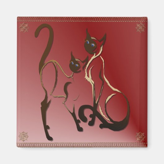 2 Siamese Katten magneet (Voorkant)