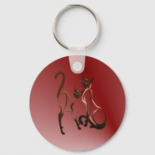 2 Siamese Katten Sleutelhanger