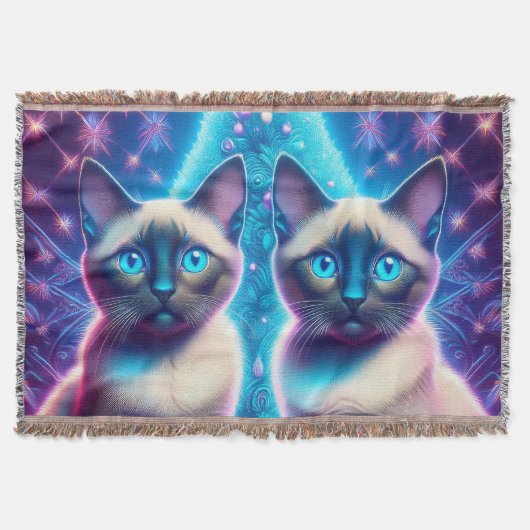 2 Siamese Kittens Poseren Met Kerstboom Deken (Voorkant)