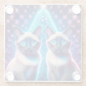 2 Siamese Kittens poseren met kerstboom Glazen Onderzetter (Achterkant)