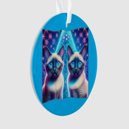 2 Siamese Kittens poseren met kerstboom Ornament (voorkant)