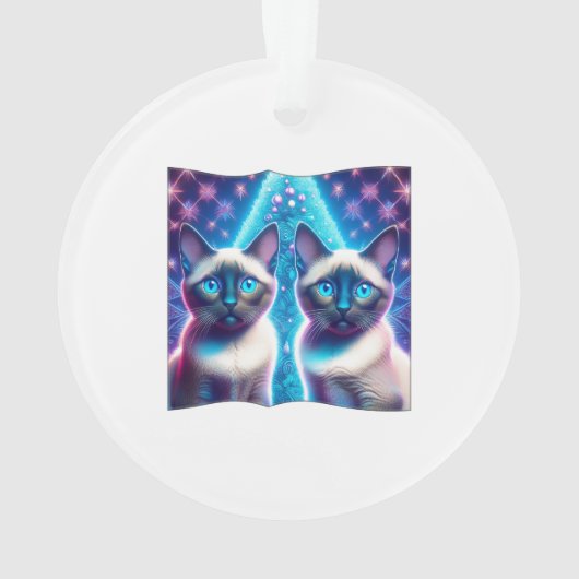 2 Siamese Kittens poseren met kerstboom Ornament (achterkant)