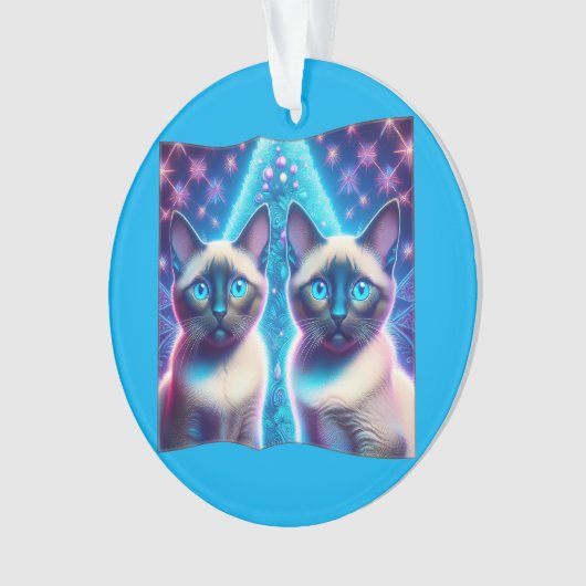 2 Siamese Kittens poseren met kerstboom Ornament (voorkant)
