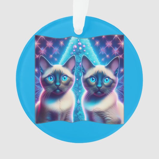 2 Siamese Kittens poseren met kerstboom Ornament (voorkant)