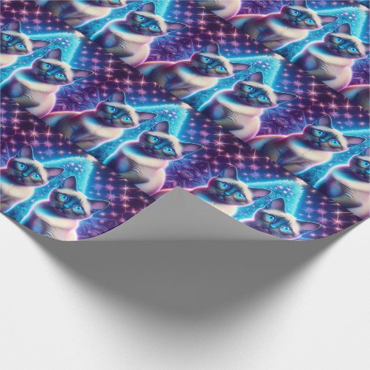 2 Siamese Kittens Posing In With Christmas Tree Cadeaupapier (Hoek)