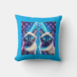 2 Siamese Kittens Posing In With Christmas Tree Kussen