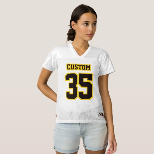 2 Side BLACK GOLDEN YELLOW WHITE Womens Jersey (Voorkant volledig)