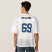2 Side BLUE OUD GOLD WHITE Mannen Football Jersey (Achterkant volledig)
