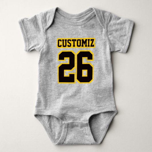 2 Side GRIJS ZWART GOUD Crewneck Football Outfit Romper (Voorkant)