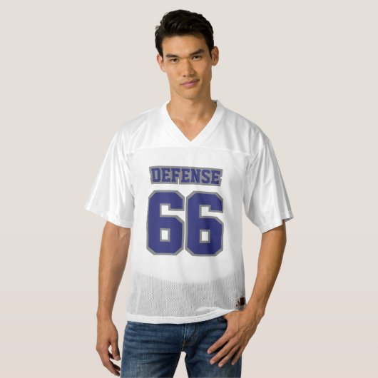 2 Side NAVY BLUE GRAY WHITE Mannen Football Jersey (Voorkant volledig)