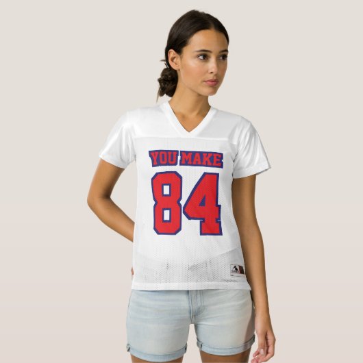 2 Side RED NAVY BLUE WHITE Womens Sport Jersey (Voorkant volledig)