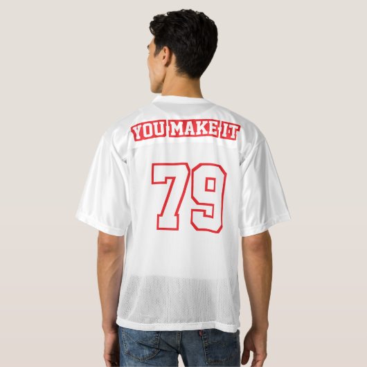 2 Side RED WHITE Mannen Football Jersey (Achterkant volledig)