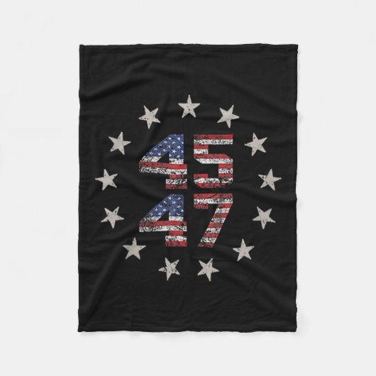 2 Side Trump 2024 President 45 47 Amerikaanse vlag Fleece Deken (Voorkant)