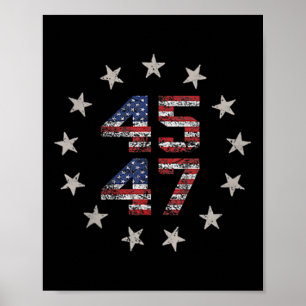 2 Side Trump 2024 President 45 47 Amerikaanse vlag Poster