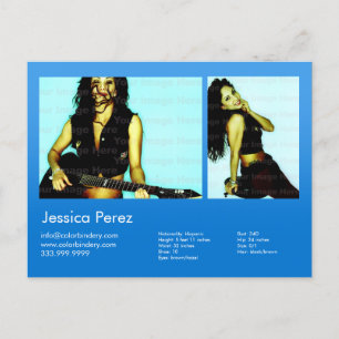 2-Sided Actor & model 2 Shot Blue Headshot Comp Briefkaart