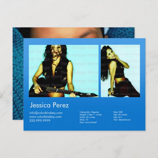 2-Sided Actor & model 2 Shot Blue Headshot Comp Briefkaart (Voorkant / Achterkant)