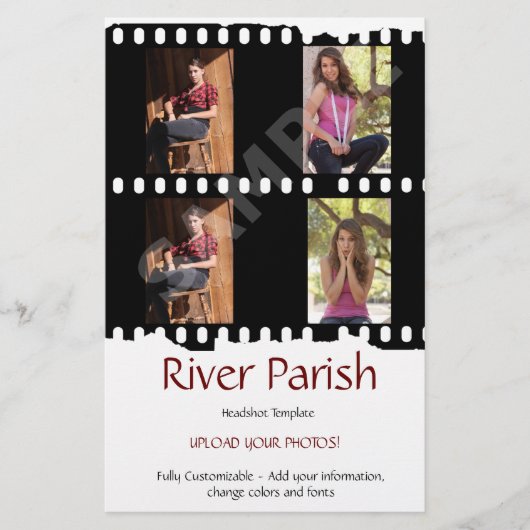 2 Sided Affordable Actor Headshot Card Flyer (Voorkant)