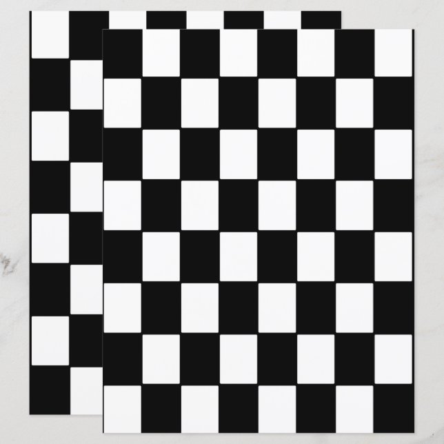 2-Sided B&W Checkerboard Scrapbook Page (Voorkant / Achterkant)
