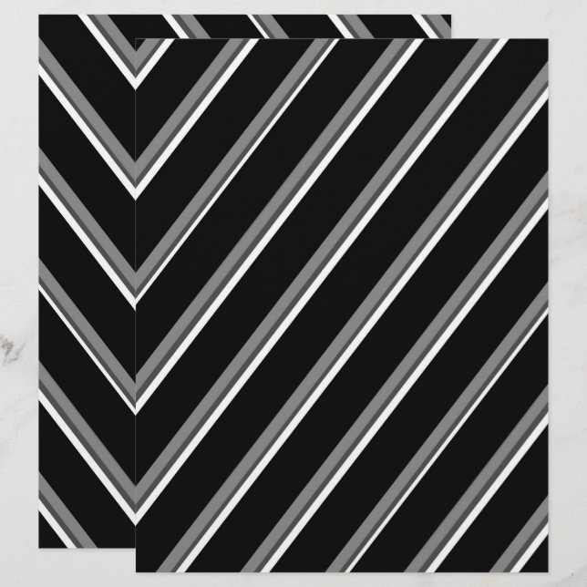 2-Sided B&W Diagonal Stripes Scrapbook Page (Voorkant / Achterkant)