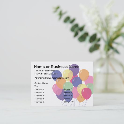 2 Sided Ballon Visitekaartje (Staand voorkant)