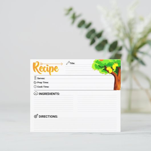 2 Sided Blank - Elegant Lemon Tree Recipe Card (Staand voorkant)