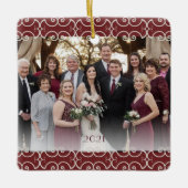 2 Sided Burgundy Elegant Scroll Keramisch Ornament (Voorkant)