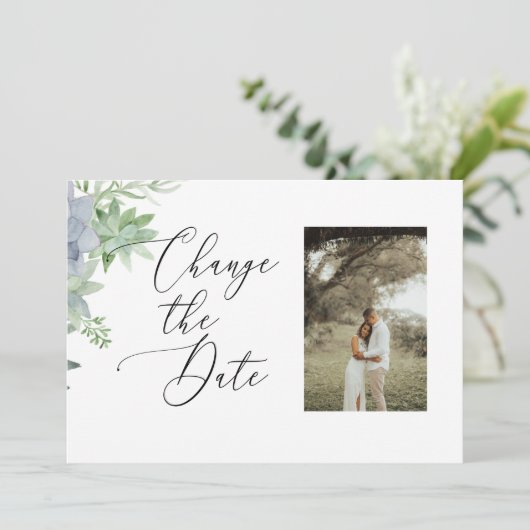 2 Sided Change the Date Photo Card - sappingen Save The Date (Staand voorkant)