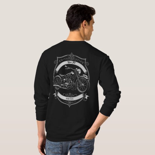 2 Sided Custom Biker Skull Motorcycle Long Sleeve T-shirt (Achterkant volledig)
