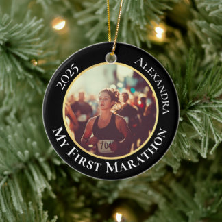 2-Sided Customizable Photo Sports Marathon Running Keramisch Ornament