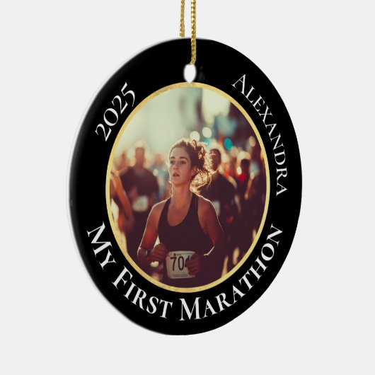 2-Sided Customizable Photo Sports Marathon Running Keramisch Ornament (Rechts)