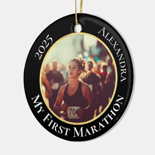 2-Sided Customizable Photo Sports Marathon Running Keramisch Ornament (Links)