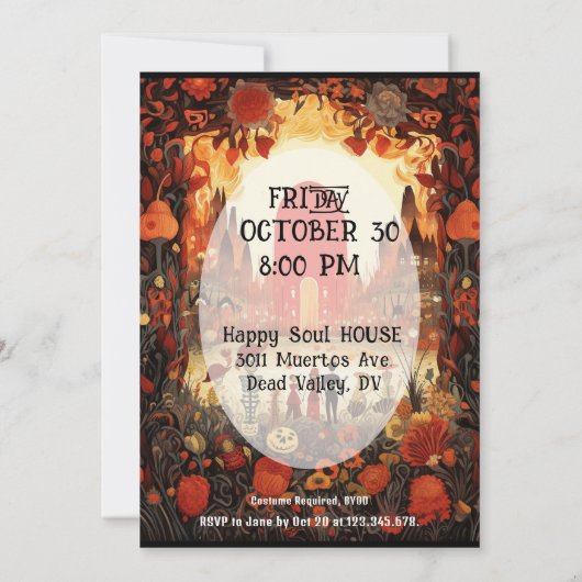 💀 2 sided Día de Muertos Party Uitnodiging (Achterkant)