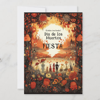 💀 2 sided Día de Muertos Party Uitnodiging