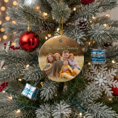 2-Sided  Elegant Script Overlay Double Photo  Keramisch Ornament