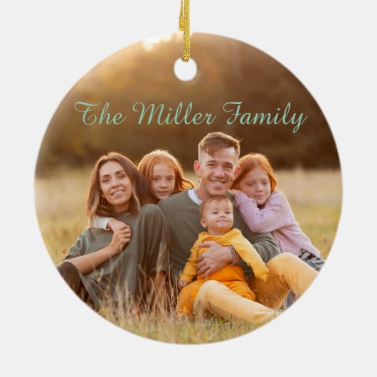 2-Sided  Elegant Script Overlay Double Photo  Keramisch Ornament (Achterkant)