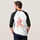 2-Sided Fire Kanji Mannen 3/4-inch Raglan Shirt (Achterkant volledig)