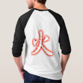 2-Sided Fire Kanji Mannen 3/4-inch Raglan Shirt (Achterkant)