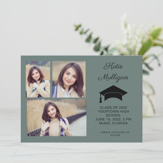 2 Sided Green 4 Photo Afstuderen Save Date 2022 (Staand voorkant)