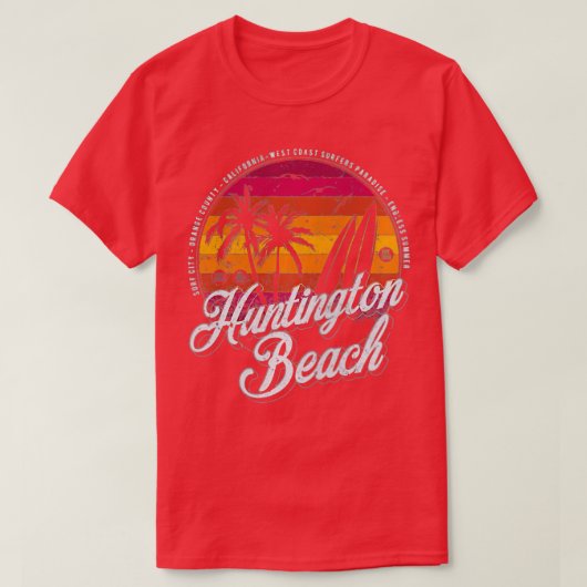 2 Sided Huntington Beach Surf City California Vint T-shirt (Design voorkant)