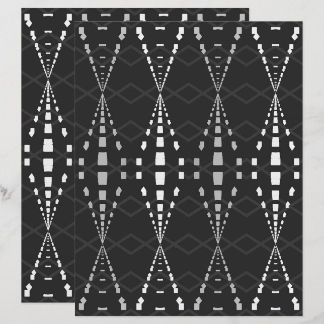 2-Sided Ley Lines B&W Scrapbook Page (Voorkant / Achterkant)