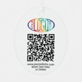 2 Sided Logo & QR Code Business Promooval Metalen Ornament (Voorkant)