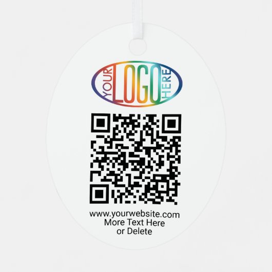 2 Sided Logo & QR Code Business Promooval Metalen Ornament (Achterkant)