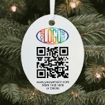 2 Sided Logo & QR Code Business Promooval Metalen Ornament<br><div class="desc">ZIE HET EINDE VAN DEZE BESCHRIJVING VOOR INSTRUCTIES OM ACHTERGROND / TEKSTKLEUREN OF TRANSPARANTIE VAN LOGO TE WIJZIGEN. Bevorder uw zaken aan potentiële klanten met een douanelogo en QR code oval kerstversiering. Deze sjabloon is eenvoudig te personaliseren en kan op voor en achter verschillend of het zelfde zijn. Met de...</div>