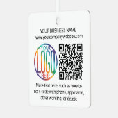 2 Sided Logo & QR Code Business PromoSquare Metalen Ornament (Voorkant links)