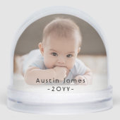 2 Sided Modern Photo & Black Text Overlay Keepsake Sneeuwbol (Voorkant)