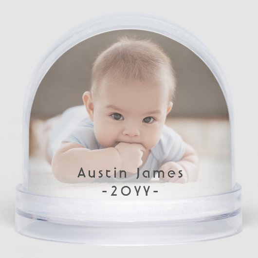2 Sided Modern Photo & Black Text Overlay Keepsake Sneeuwbol (Voorkant)
