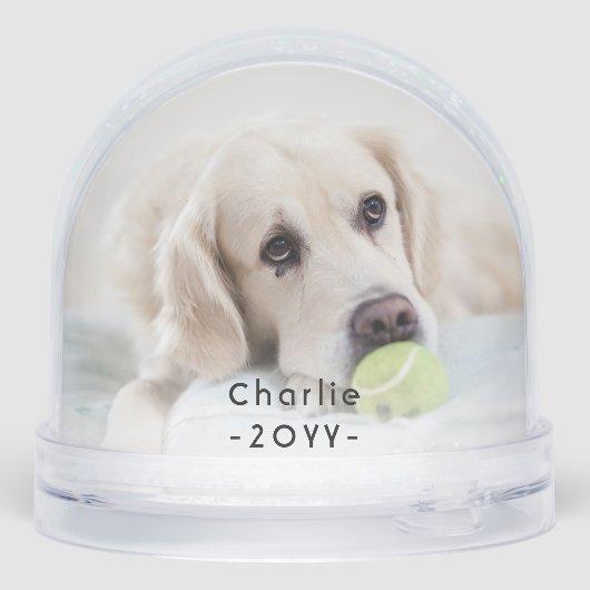 2 Sided Modern Photo & Black Text Overlay Keepsake Sneeuwbol (Achterkant)