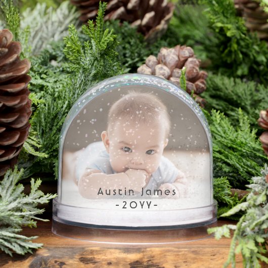 2 Sided Modern Photo & Black Text Overlay Keepsake Sneeuwbol (Winter)