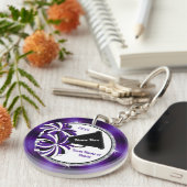 2 Sided, Paars, wit, zwart, kronkelige Sleutelhang Sleutelhanger (Voorkant Rechts)