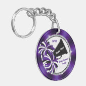 2 Sided, Paars, wit, zwart, kronkelige Sleutelhang Sleutelhanger (Voorkant Links)